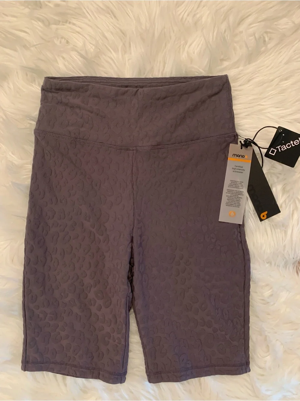 Mono B NWT Leopard Jacquard 3D Textured Bike Short Bermuda Small Purple / Gray